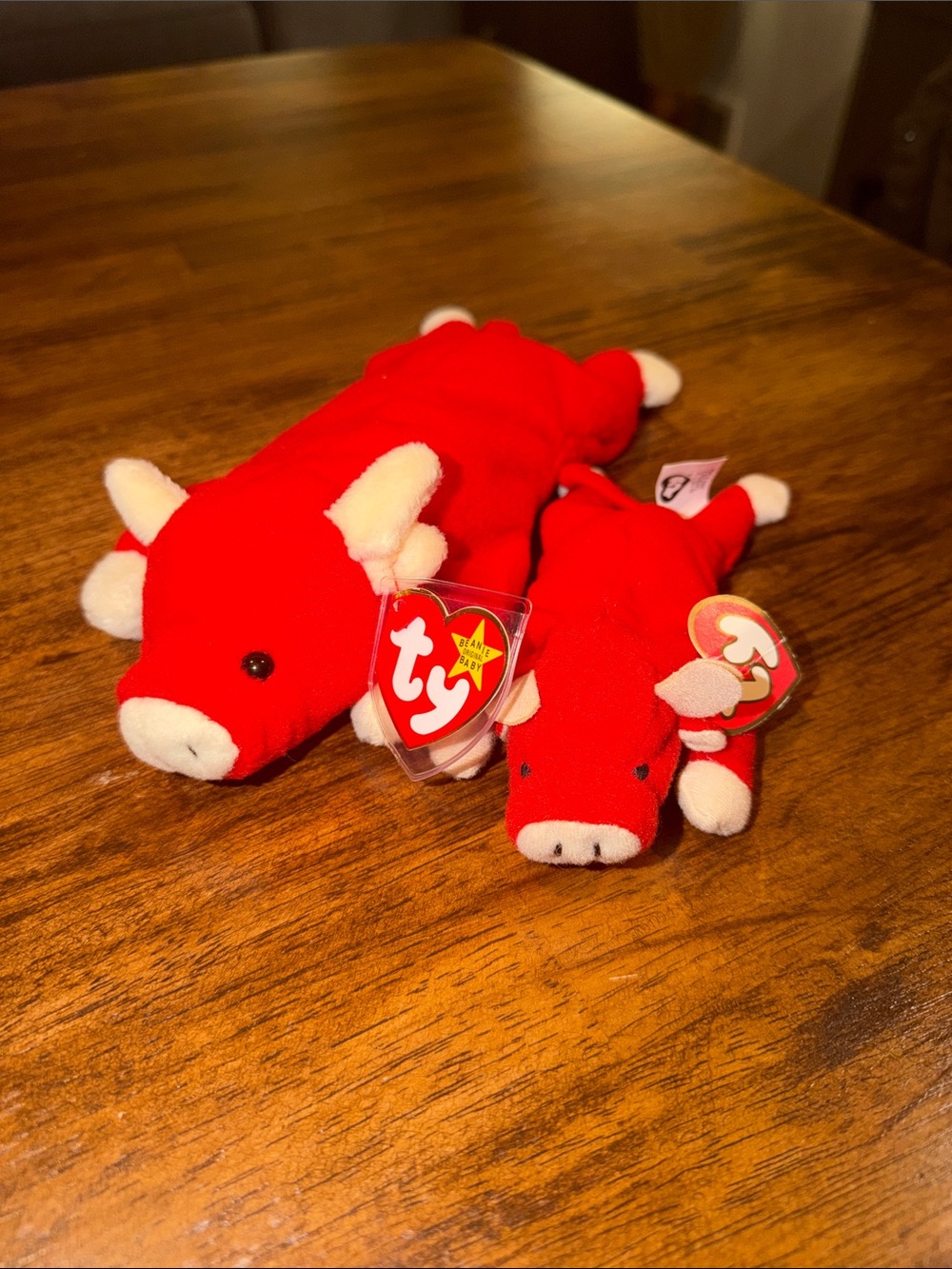 Ty Red Bull Beanie Baby Plush Pair
